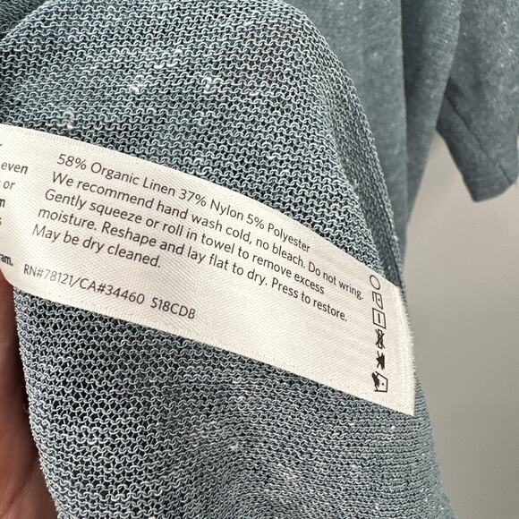 EILEEN FISHER Open Periwinkle Blue Organic Linen Cardigan Shrug // XS - Picture 6 of 7
